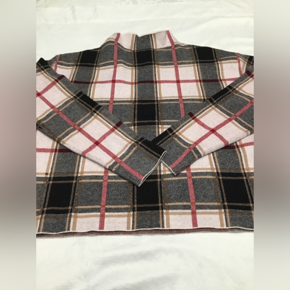 Tahari Checkered Turtleneck Sweater - Pink, Black, Cream - Picture 7 of 14